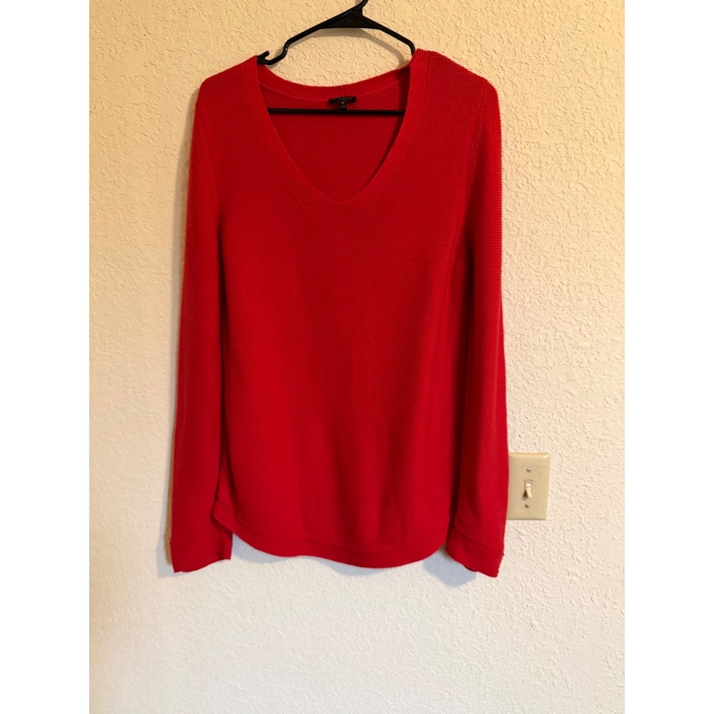 Talbots Womens Red‎ V-Neck Textured Ottoman Stitch Pullover Sweater Size M